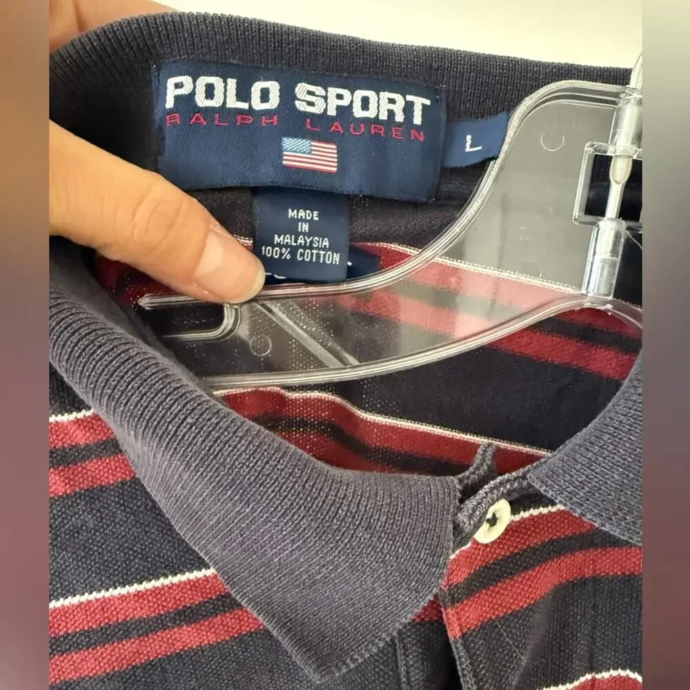 Ralph Lauren Polo Shirt Men’s L Striped Preppy Y2K + Bonus Tee Bundle